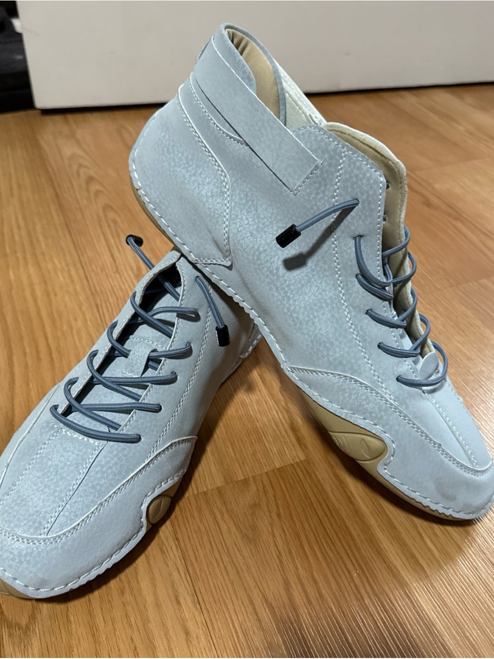 NWOT Men's  LDECK Casual Sport Suede High Top Size 41, 43-Gray, Blue-46